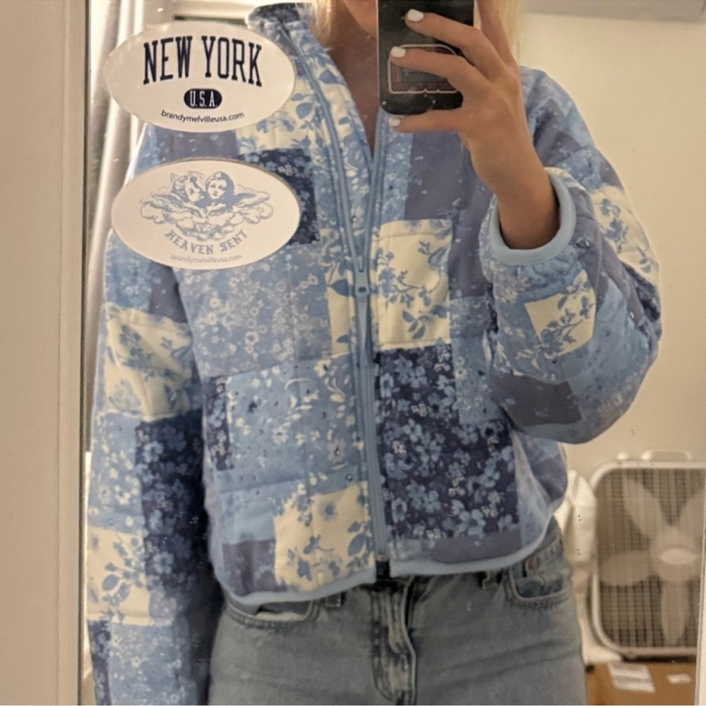 Altar'd State Floral Blue Quilted Jacket